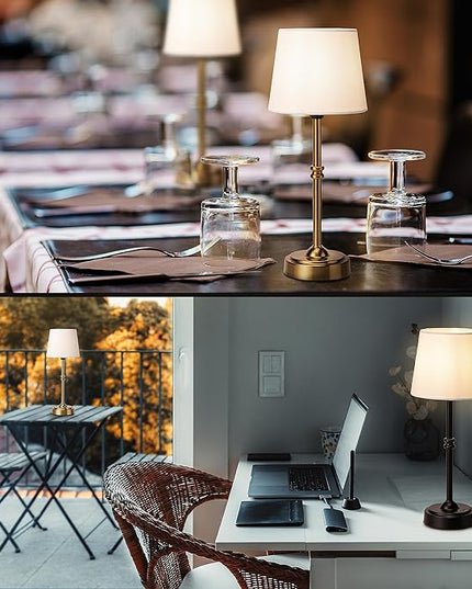 O’Bright Seraph - Cordless LED Table Lamp with Dimmer, Built-in Rechargeable Battery, 3-Level Brightness, Patio Table Lamp, Bedside Night Lamp, Ambient Light for Restaurant, Black - LeafyLoom