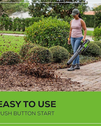 Greenworks 60V 610 CFM Cordless Leaf Blower, 2.5 Ah Battery and Rapid Charger - LeafyLoom