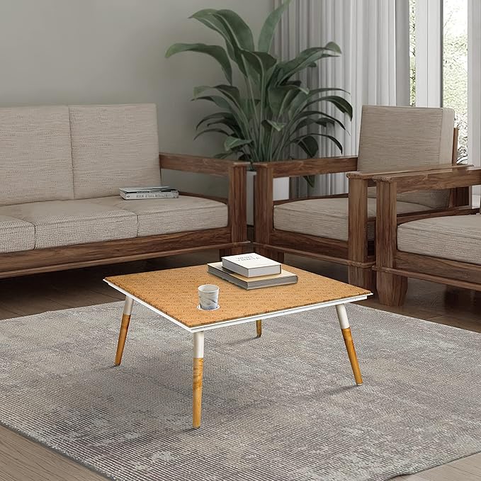 NicBex Coffee Table Wooden Coffee Table with Storage Rectangle Center Tables with Strong Legs Dining Table for Living Room, Dining Room, Office, and Bedroom,31" W, Brown+White - LeafyLoom