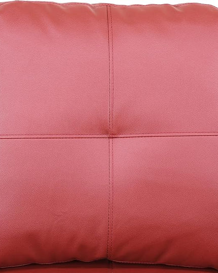 ROOMTEC Button L Shape 3 Piece Sectional Sofa Set, Upholstered Corner Couch with Storage Ottoman, Faux Leather Tufted Cushions, for Living Room, Apartment, Red, 103inch, Pink w/Right Chaise Lounge - LeafyLoom
