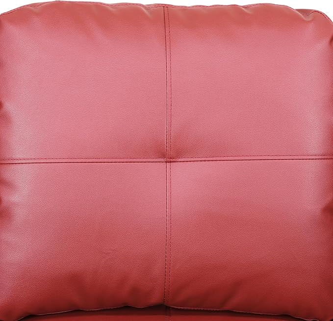 ROOMTEC Button L Shape 3 Piece Sectional Sofa Set, Upholstered Corner Couch with Storage Ottoman, Faux Leather Tufted Cushions, for Living Room, Apartment, Red, 103inch, Pink w/Right Chaise Lounge - LeafyLoom