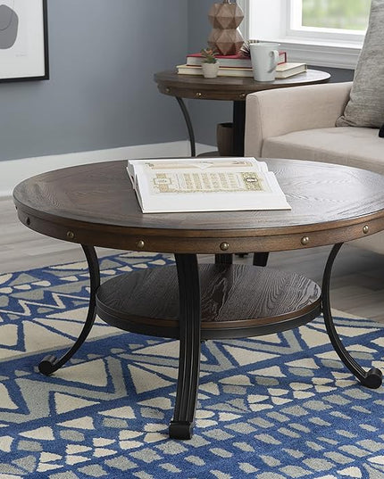 Powell Furniture Franklin Cocktail Table, Small, Multicolor,Brown/Black - LeafyLoom