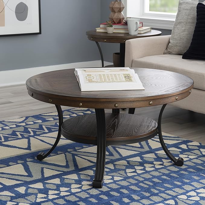 Powell Furniture Franklin Cocktail Table, Small, Multicolor,Brown/Black - LeafyLoom