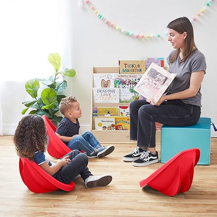 ECR4Kids Leaf Floor Seat, Rocker Chair, Red, 6-Piece - LeafyLoom