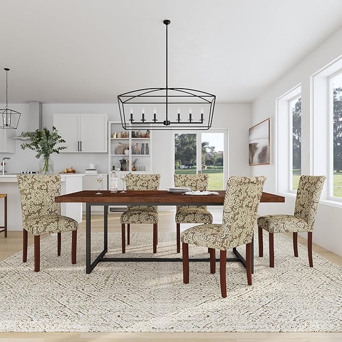 HomePop Classic Parsons Dining Chairs, Pack of 2, Brown Jacobean Print - LeafyLoom