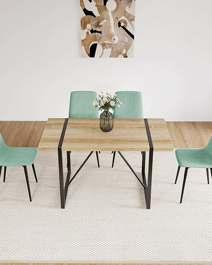 NicBex Dining Chairs Set of 4 Modern Upholstered Linen Dining Room Kitchen Chairs with Black Metal Legs,Side Chairs for Dining Room, Kitchen,Living Room, and Restaurants,Light Green - LeafyLoom