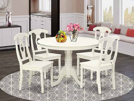 East West Furniture HLKE5-BCH-LC 5 Piece Kitchen Table & Chairs Set Includes a Round Dining Room Table with Pedestal and 4 Faux Leather Upholstered Dining Chairs, 42x42 Inch, Black & Cherry - LeafyLoom