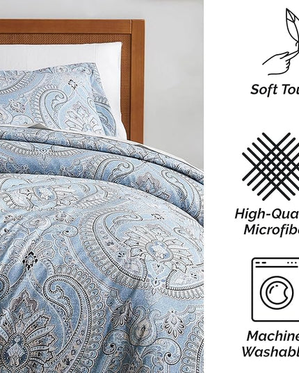 Southshore Fine Living, Inc. Oversized King Comforter Bedding Set, Down Alternative Boho Bedspread, Paisley Print Comforter, King/California King with 2 Matching Shams, Pure Melody Aqua - LeafyLoom