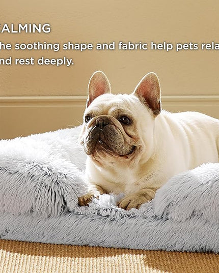 Bedsure Orthopedic Dog Bed for Medium Dogs - Calming Waterproof Dog Sofa Beds Medium, Supportive Foam Pet Couch Bed with Removable Washable Cover, Waterproof Lining and Nonskid Bottom, Misty Grey BEDSURE