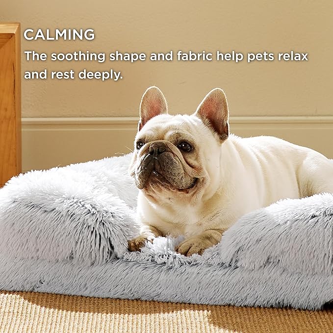 Bedsure Orthopedic Dog Bed for Medium Dogs - Calming Waterproof Dog Sofa Beds Medium, Supportive Foam Pet Couch Bed with Removable Washable Cover, Waterproof Lining and Nonskid Bottom, Misty Grey BEDSURE