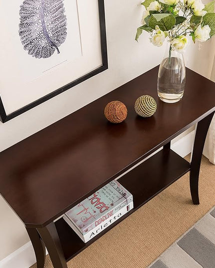 Leick Home 10332 Boa Console Hall Stand with Shelf, Chocolate Cherry, 38 in x 14 in x 30 - LeafyLoom