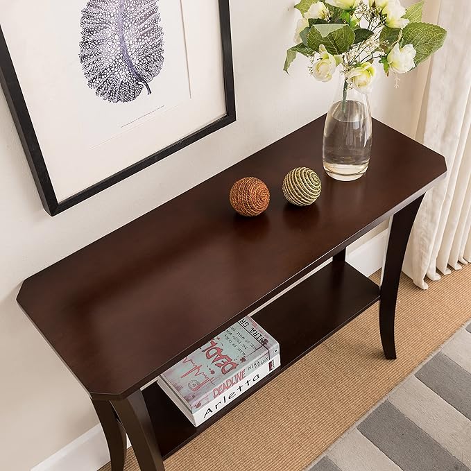 Leick Home 10332 Boa Console Hall Stand with Shelf, Chocolate Cherry, 38 in x 14 in x 30 - LeafyLoom