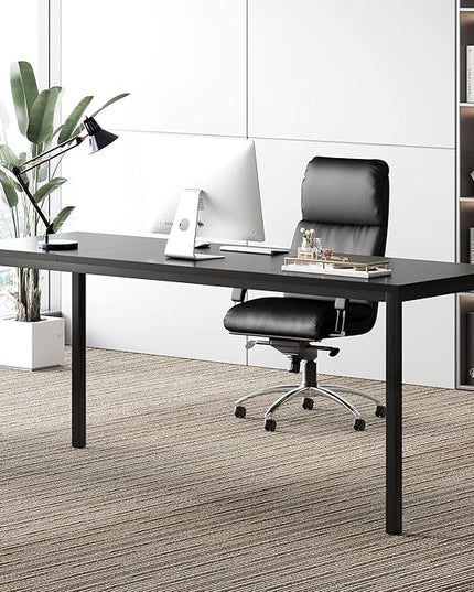 soges 70.8 Inch Stylish Computer Desk, Large Executive Office Desk, Simple Study Writing Desk, Workstation Business Furniture for Home Office, Black - LeafyLoom