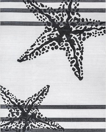 nuLOOM Starfish Machine Washable Ultra Thin Area Rug, 5' x 8', Grey - LeafyLoom