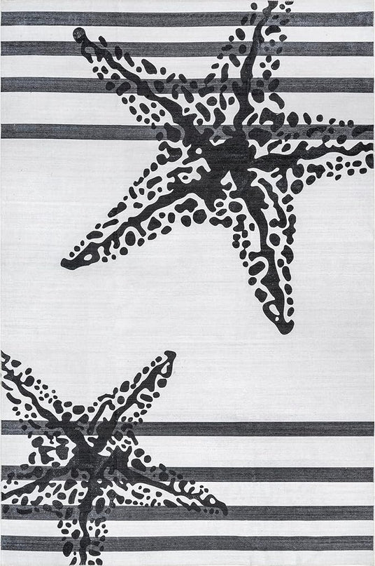nuLOOM Starfish Machine Washable Ultra Thin Area Rug, 5' x 8', Grey - LeafyLoom