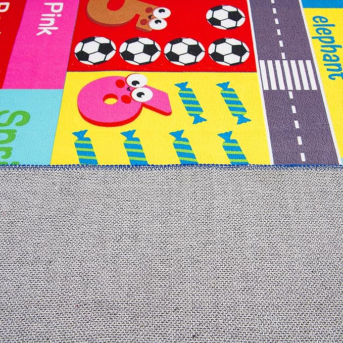 HOMORE Kids Educational Rug, 5x7 Kids Collection Area Rug for Learning Alphabet, Numbers, Colors, Season and Animal Words, Playmat for Classroom Playroom - LeafyLoom