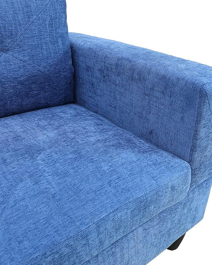 L-Shaped Sectional Couches with 66.5'' Chaise Lounge & Storage Ottoman Modular Room Sofas for Home Office Apartment, Large Living Furniture, 97'' Left Hand Facing, Blue Linen - LeafyLoom