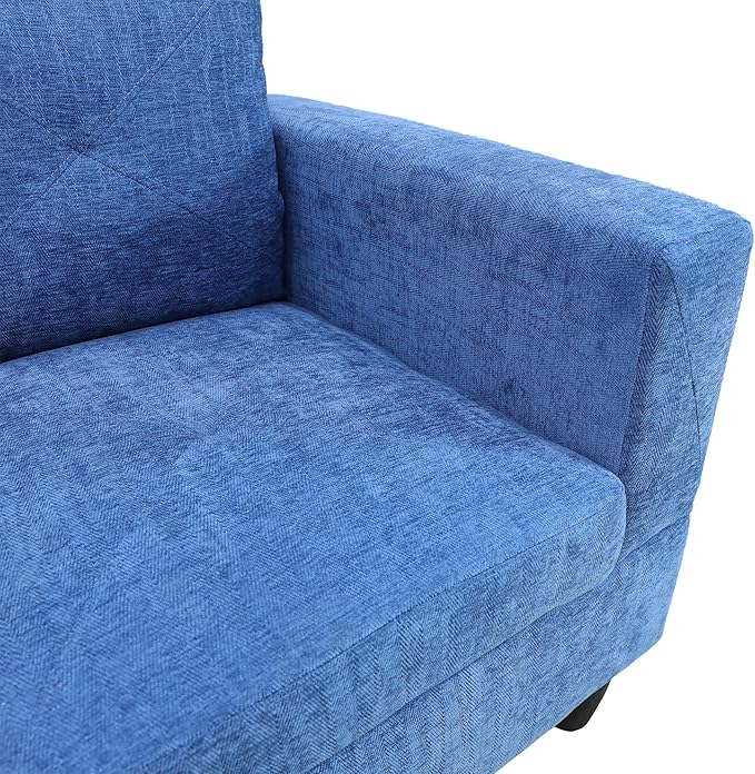 L-Shaped Sectional Couches with 66.5'' Chaise Lounge & Storage Ottoman Modular Room Sofas for Home Office Apartment, Large Living Furniture, 97'' Left Hand Facing, Blue Linen - LeafyLoom