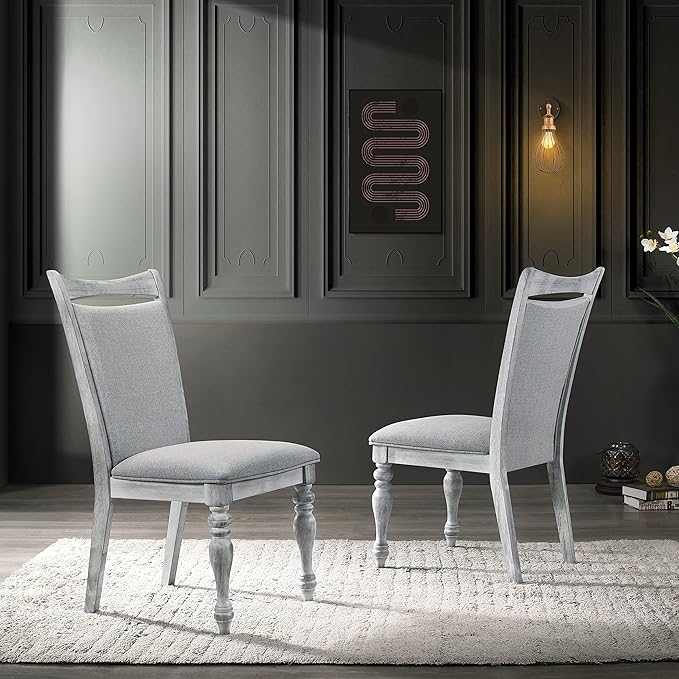 NicBex Haerin-SD-00171-LWJ Dining Chairs, 18"x20"x39", Rustic White - LeafyLoom
