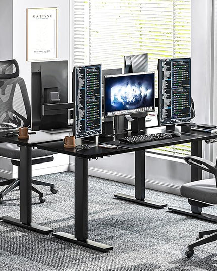 soges 63in Electric Standing Desk Ergonomic Height Adjustable Computer Desk Sit Stand Desk Home Office Desks Standing Desk, Black - LeafyLoom