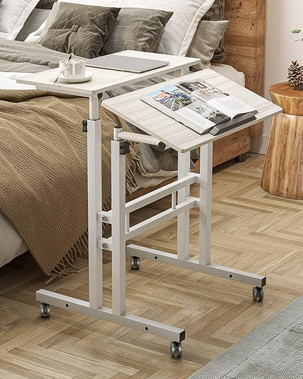 SDHYL Mobile Stand Up Desk, 24 inch Laptop Computer Desk Adjustable Standing Home Office Desks with Roller, Student Desk School Desk Simple Stand Up Desk Small Desks for Small Spaces, Maple - LeafyLoom