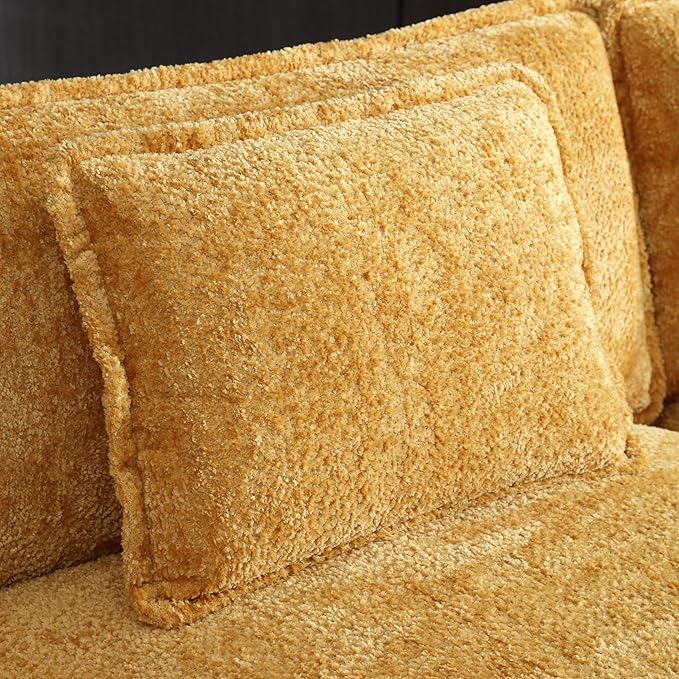 Convertible Modular Sectional Sofa with Reversible Chaise, Modern Chenille Upholstery L-Shaped Boucle Couch 4-Seat Corner Sofa&Couches for Living Room, Apartment and Small Space, Yellow 127.23" - LeafyLoom