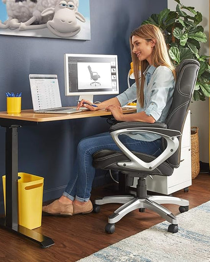 Serta Creativity Electric Height Adjustable Desk, 47" Inch Wood Desktop Sit Stand Table for Office, Work from Home Furniture, Easy to Assemble, Light Brown - LeafyLoom