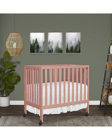 Jett Non-Full Size Folding Convertible Crib, Lightweight Portable Crib, Three Adjustable Mattress Height Settings, Easy to Fold Travel Crib, 1.5” Mattress Pad Included - LeafyLoom
