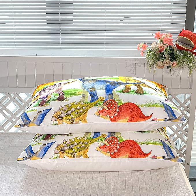 CVHOUSE Dinosaur Bedding Set,Dinosaur Comforter,Dinosaur Comforter Set Twin,Microfiber Quilt Set with 1 Comforter and 2 Pillow Cases - LeafyLoom