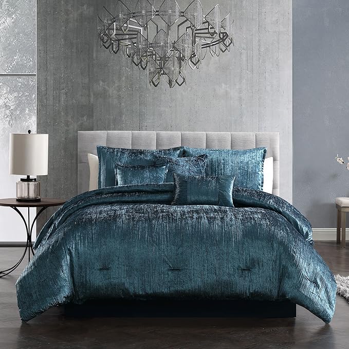 Riverbrook Home Turin Comforter Set, Queen, Blue, 7-Piece Set - LeafyLoom