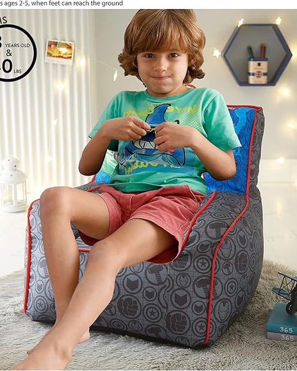 Idea Nuova Marvel Avengers Toddler Nylon Bean Bag Chair with Piping & Top Carry Handle, Large - LeafyLoom