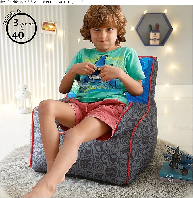Idea Nuova Marvel Avengers Toddler Nylon Bean Bag Chair with Piping & Top Carry Handle, Large - LeafyLoom