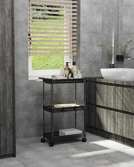 SimpleHouseware Standard 3-Tier Slim Rolling Storage Cart, Black - LeafyLoom