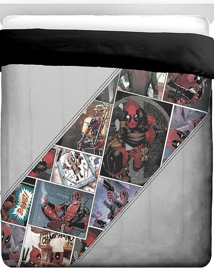 Jay Franco Marvel Deadpool Bite Me Queen Comforter & Sham Set - Super Soft Kids Bedding - Fade Resistant Microfiber (Official Marvel Product) - LeafyLoom