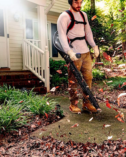 LawnMaster NPTBL31AB No-Pull Backpack Leaf Blower, Gas-Powered with Electric Start, 31cc 2-Cycle Engine, 470CFM, 175MPH - LeafyLoom