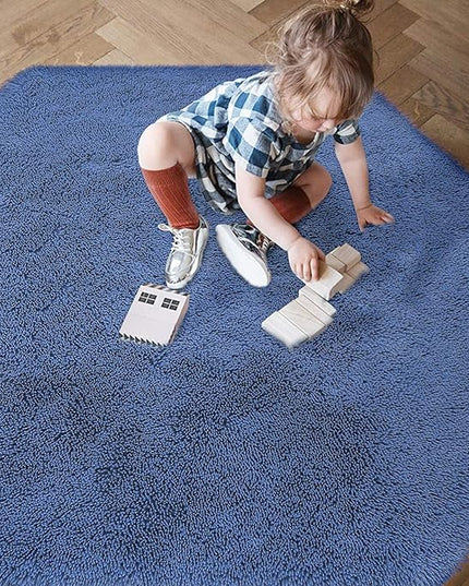 junovo Ultra Soft Rug for Nursery Children Room Baby Room Home Decor Dormitory Hexagon Carpet for Playhouse Princess Tent Kids Play Castle, Diameter 4.6 ft, Navy Blue - LeafyLoom