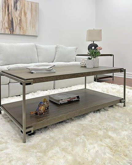 NicBex Coffee Table Wooden Coffee Table with Storage Rectangle Center Tables with Open Bottom Shelf and Casters Dining Table for Living Room, Dining Room, Office, and Bedroom,50" W, Gray - LeafyLoom