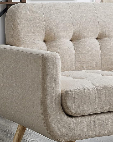ROSEVERA Elena Contemporary Accent Armchair with Linen Upholstery Living Room Furniture, Beige - LeafyLoom