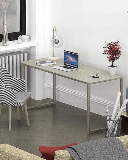SHW Home Office 55-Inch Computer Desk, 24" Deep, Maple - LeafyLoom