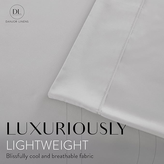 Danjor Linens Full Size Sheets Set - 6 Piece Set Including 4 Pillowcases- Deep Pockets - Breathable, Soft Bed Sheets - Wrinkle Free - Machine Washable - Light Grey Bed Sheets - 6 pc - LeafyLoom