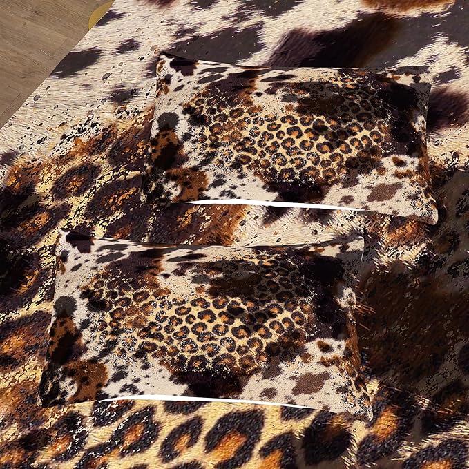 Tailor Shop Cow Print Comforter Sets for Boys Kids Teens,Leopard Comforter Set King Size Cow Print Bedding Sets,Leopard Print Comforter with 1 Comforter 2 Pillowcase… - LeafyLoom