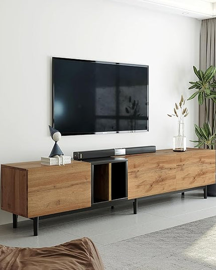 NicBex TV Stand for 80 Inch TV Modern TV Media Console Table with Large Storage Cabinet,Entertainment Center with Storage for Living Room,Bedroom,76.8 Inch,Natural Wood - LeafyLoom