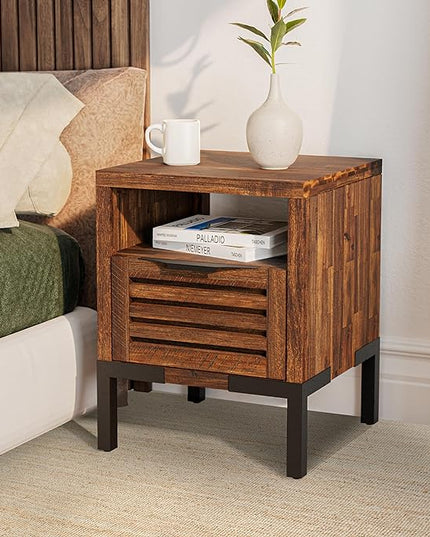Bme, Millie Rustic TV Stand, Rustic Chestnut & Millie Rustic Side Table, Rustic Chestnut - LeafyLoom