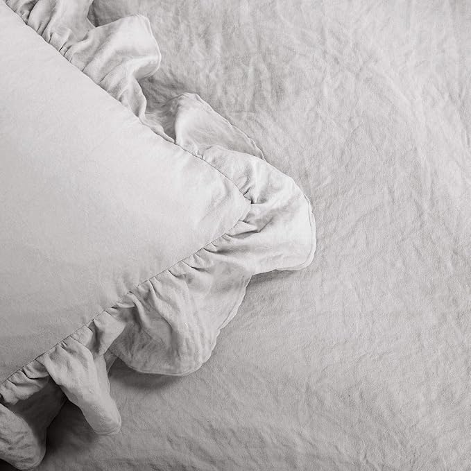 Lush Decor Reyna Ruffle Comforter Set - 3 Piece Cozy Ruffled Bedding Set - Timeless Elegance and Comfort for Bedroom - King, Light Gray - LeafyLoom