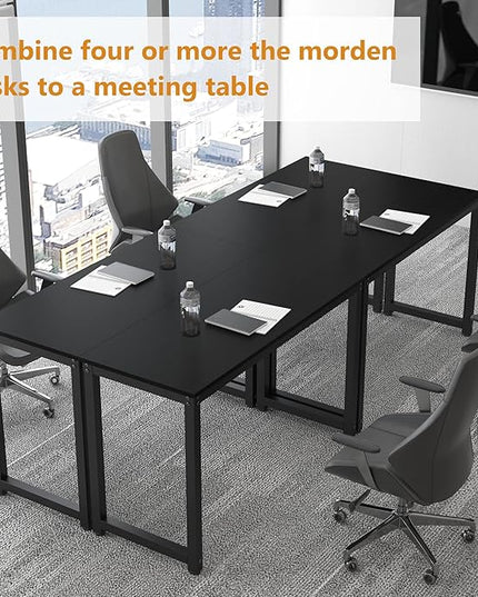 47 Inch Small Space Computer Desk, Home Office Desk, Heavy Duty Multipurpose Table, Study Desk Workstation, Black - LeafyLoom