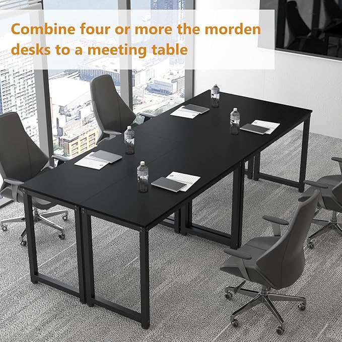 47 Inch Small Space Computer Desk, Home Office Desk, Heavy Duty Multipurpose Table, Study Desk Workstation, Black - LeafyLoom