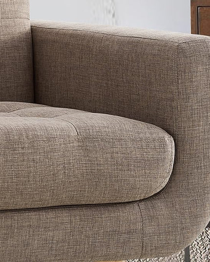 ROSEVERA Elena Contemporary Accent Armchair with Linen Upholstery Living Room Furniture, Brown - LeafyLoom