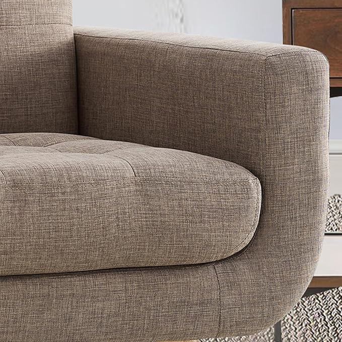 ROSEVERA Elena Contemporary Accent Armchair with Linen Upholstery Living Room Furniture, Brown - LeafyLoom