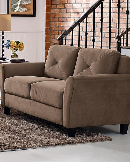 Lifestyle Solutions Harrington Loveseat Microfiber Brown - LeafyLoom