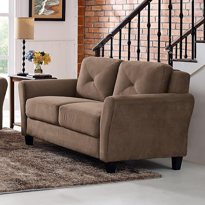 Lifestyle Solutions Harrington Loveseat Microfiber Brown - LeafyLoom